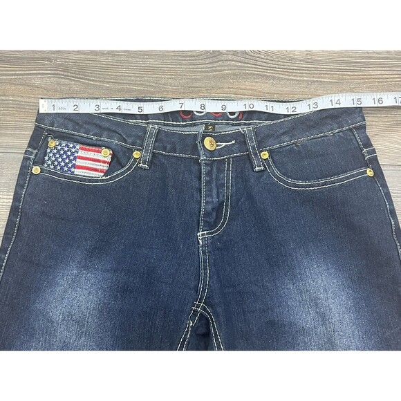 COOGI Women's 5/6 Capri Cropped Jeans Embroidered American Flag Vtg. Y2K - Picture 9 of 16